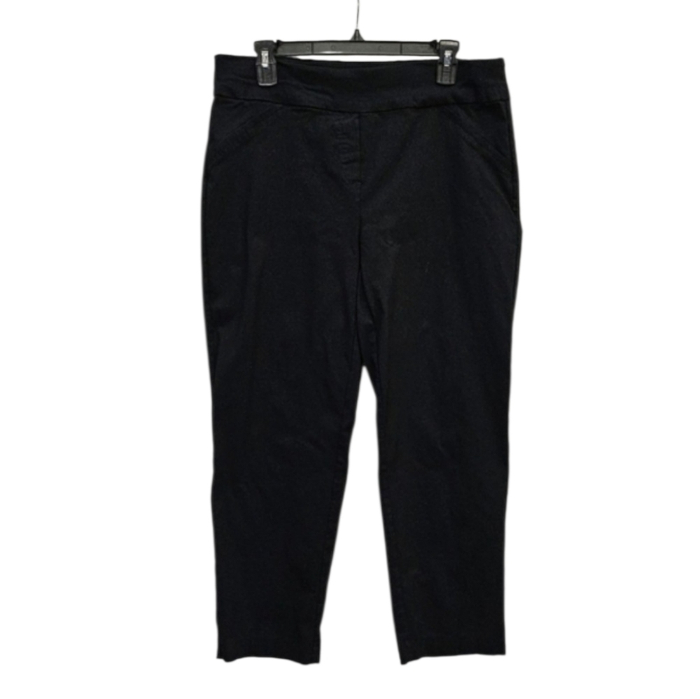 Alfred Dunner Black Rayon Bodycon Pull On Ankle Pants Size 12